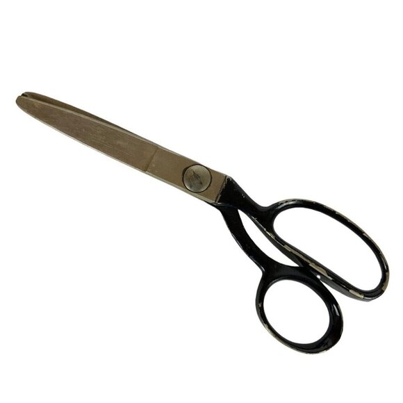 Wiss 9 inch Pinking Shears Black & Silver Vintage Drop Handle Newark NJ USA - Picture 4 of 7